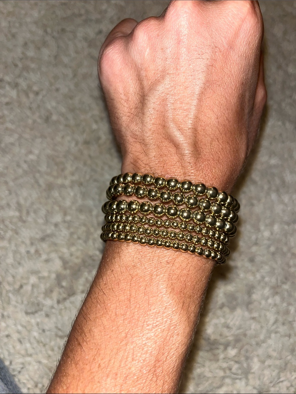 Gold Beaded Stretch Bracelet Stack